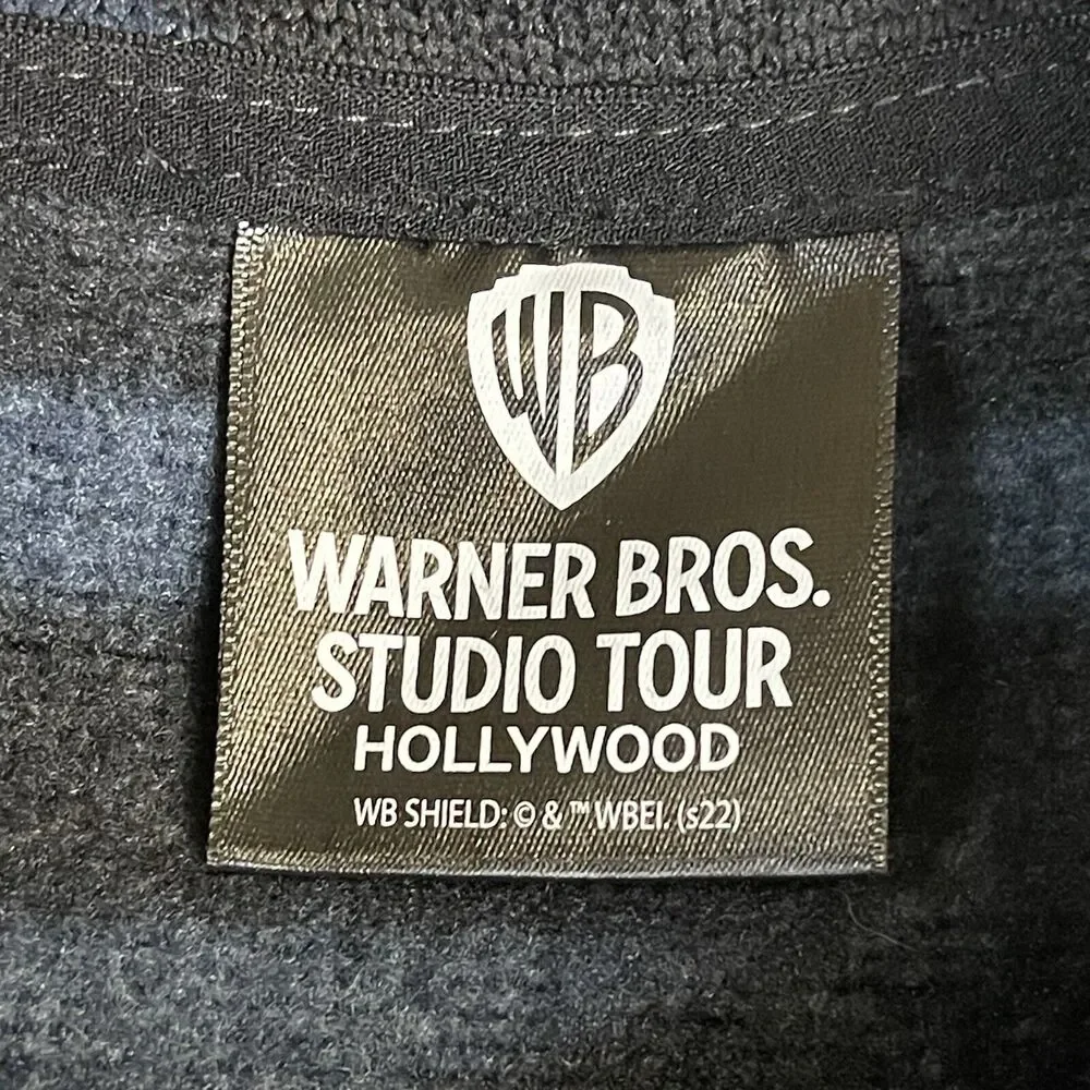 Warner Bros Studio Tour Sweater‎ Mens Large Blue Black Full Zip Embroidered Logo